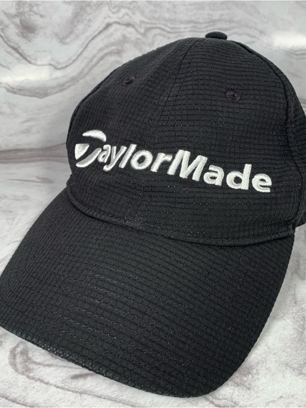 TaylorMade Golf Baseball Cap Black w/ Adjustable Strap, Breathable Fabric